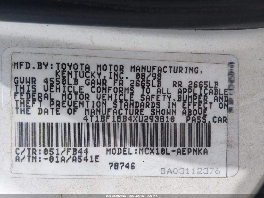 4T1BF18B4XU293810 1999 TOYOTA AVALON photo no. 9
