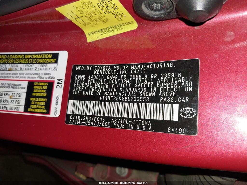 4T1BF3EK8BU733553 2011 TOYOTA CAMRY photo no. 9