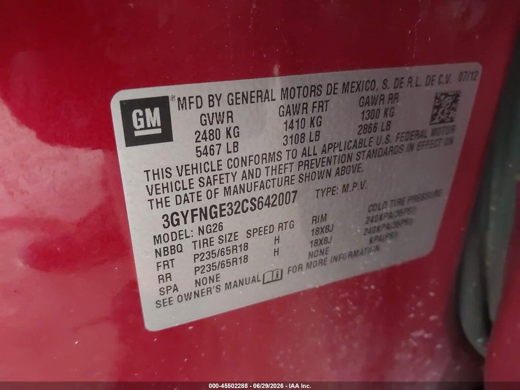 3GYFNGE32CS642007 2012 CADILLAC SRX photo no. 9
