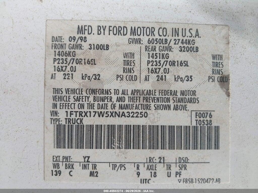 1FTRX17W5XNA32250 1999 FORD F150 photo no. 9