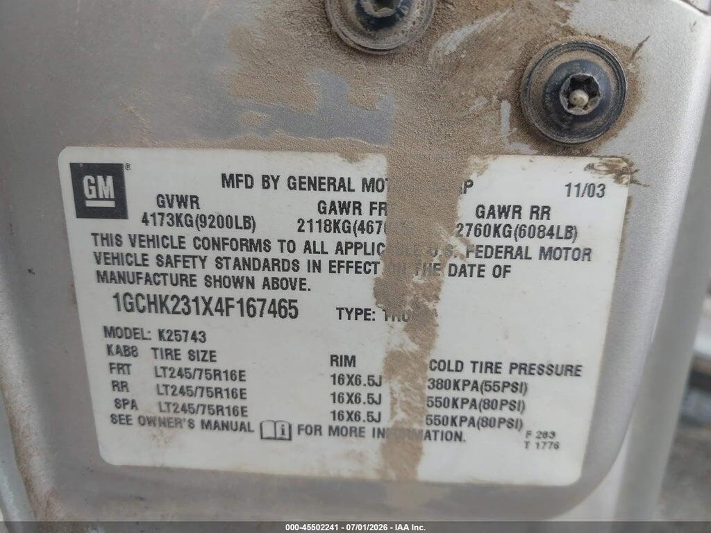 1GCHK231X4F167465 2004 CHEVROLET SILVERADO 2500HD photo no. 9