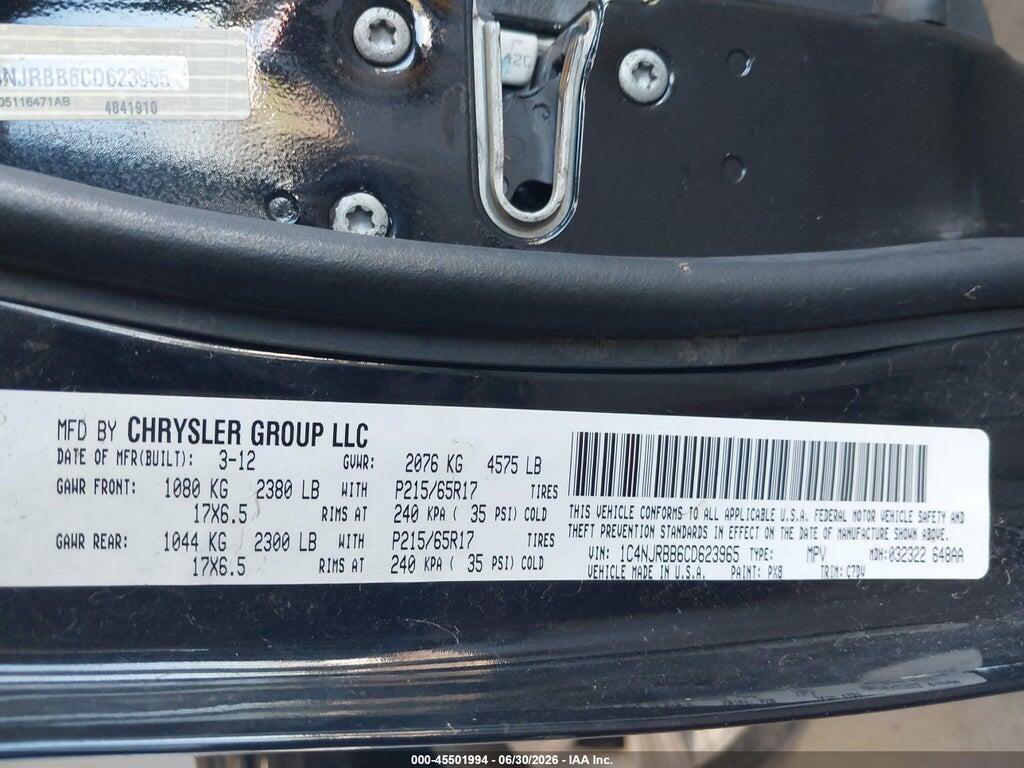 1C4NJRBB6CD623965 2012 JEEP PATRIOT photo no. 9