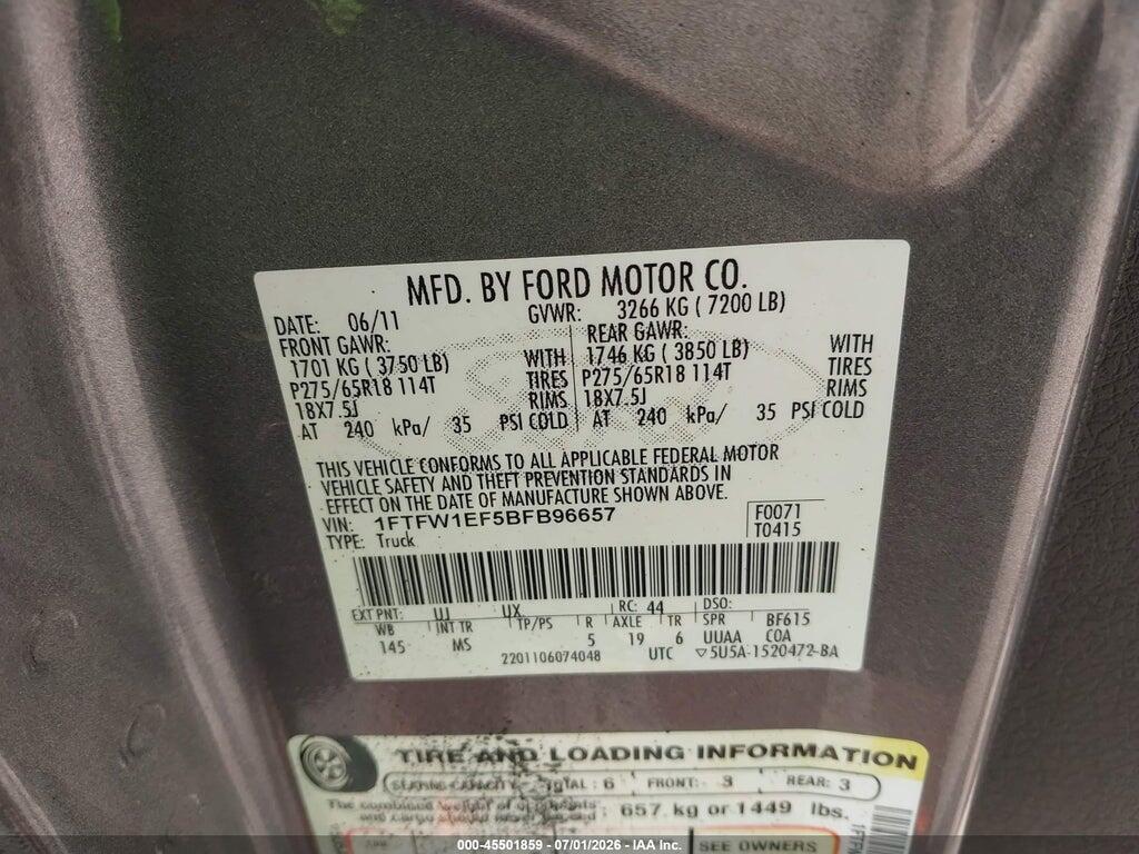 1FTFW1EF5BFB96657 2011 FORD F-150 photo no. 9