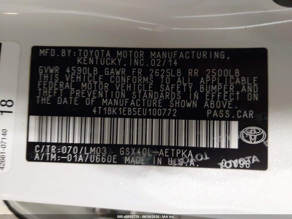 4T1BK1EB5EU100772 2014 TOYOTA AVALON photo no. 9