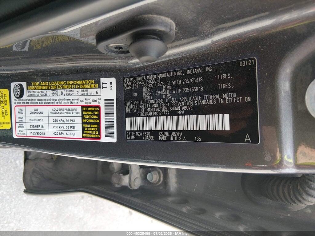 5TDCZRAH1MS523722 2021 TOYOTA HIGHLANDER photo no. 9