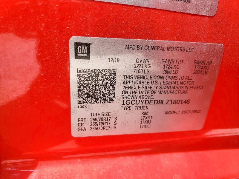 1GCUYDED8LZ180146 2020 CHEVROLET SILVERADO photo no. 12