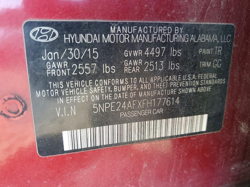 5NPE24AFXFH177614 2015 HYUNDAI SONATA photo no. 12