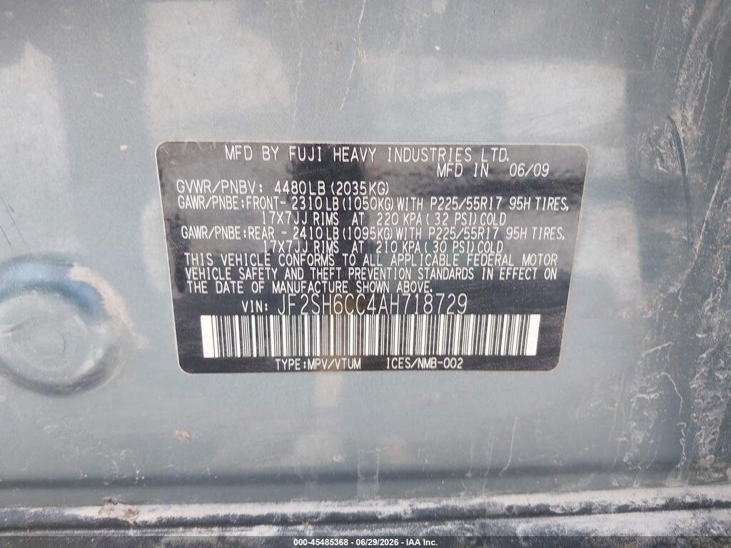 JF2SH6CC4AH718729 2010 SUBARU FORESTER photo no. 9