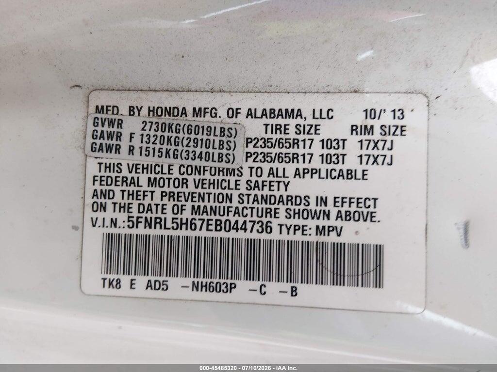 5FNRL5H67EB044736 2014 HONDA ODYSSEY photo no. 9