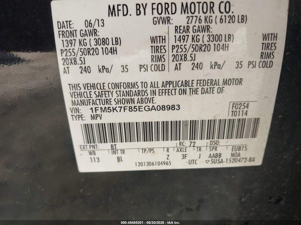1FM5K7F85EGA08983 2014 FORD EXPLORER photo no. 9