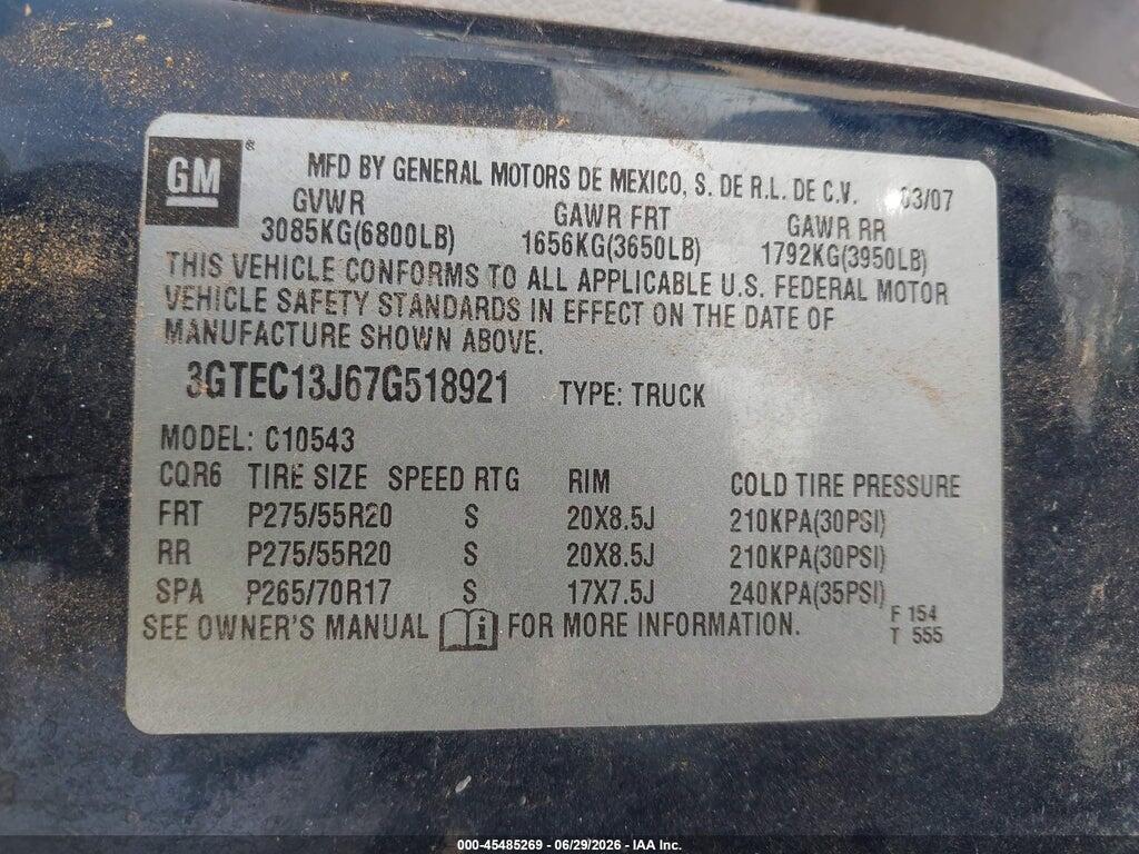 3GTEC13J67G518921 2007 GMC SIERRA 1500 photo no. 9