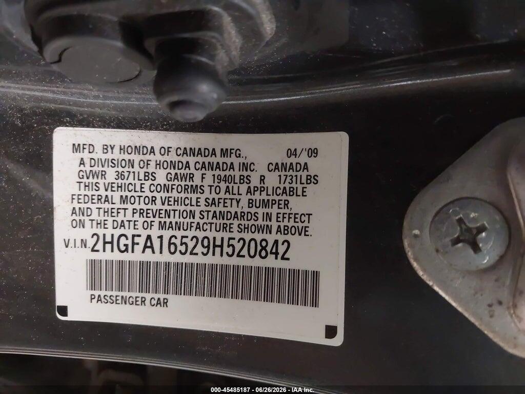 2HGFA16529H520842 2009 HONDA CIVIC photo no. 9