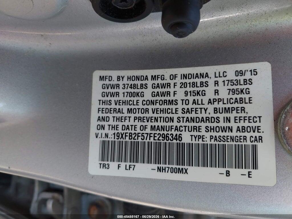 19XFB2F57FE296346 2015 HONDA CIVIC photo no. 9