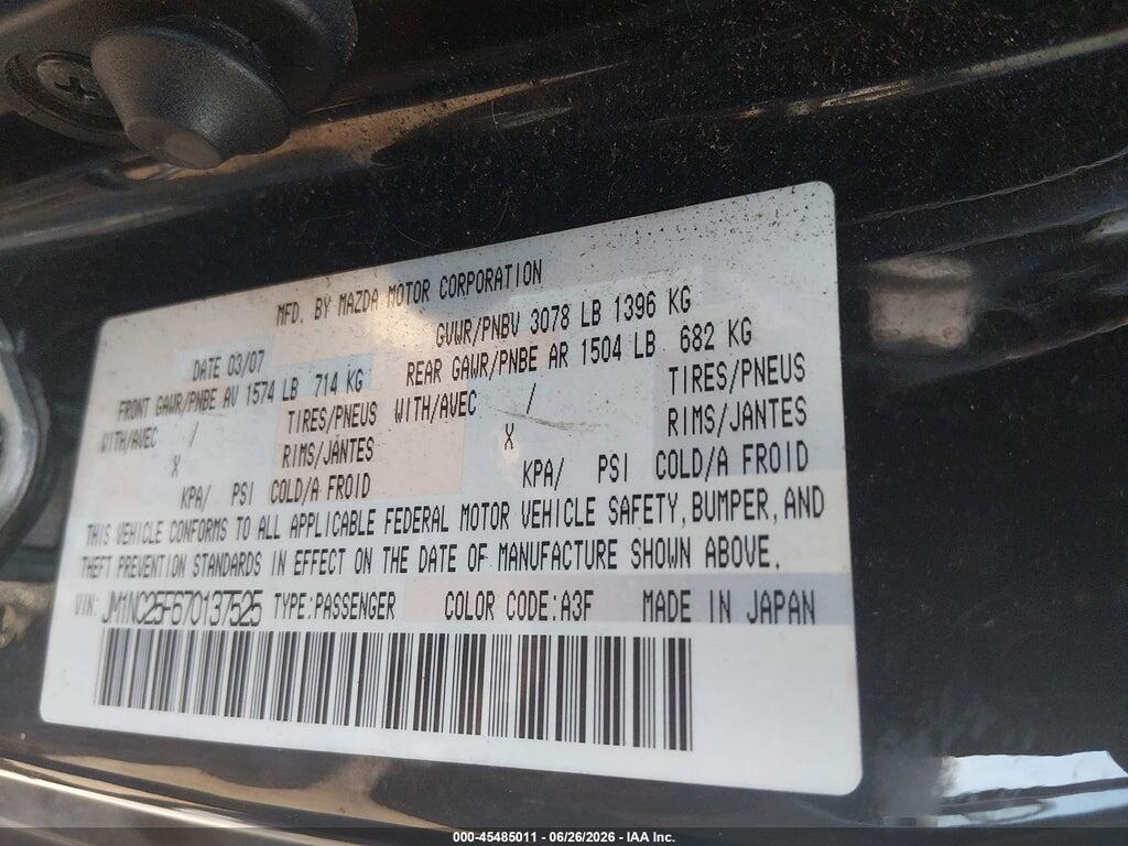JM1NC25F670137525 2007 MAZDA MX-5 photo no. 9