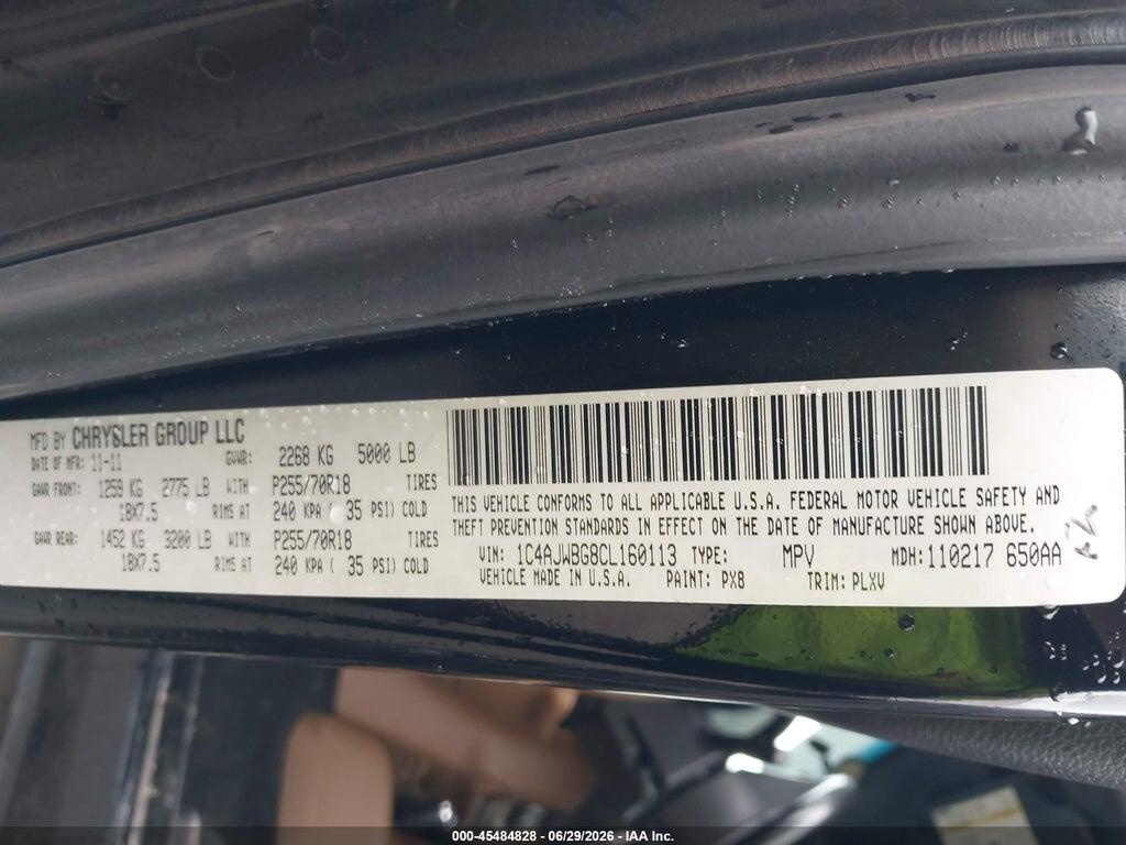 1C4AJWBG8CL160113 2012 JEEP WRANGLER photo no. 9