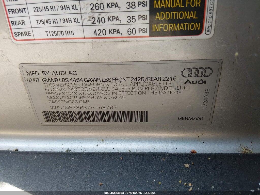 WAUNF78P37A159787 2007 AUDI A3 photo no. 9