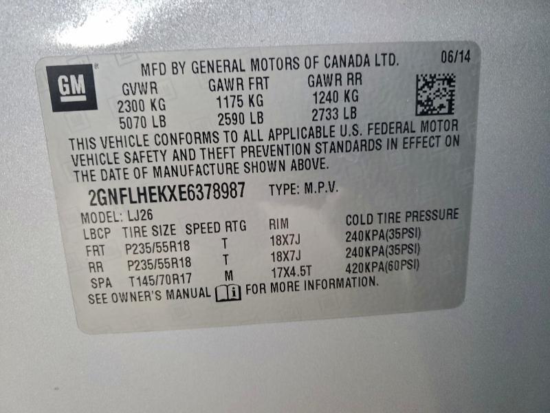 2014 CHEVROLET EQUINOX LTZ — Фото 13 из 13