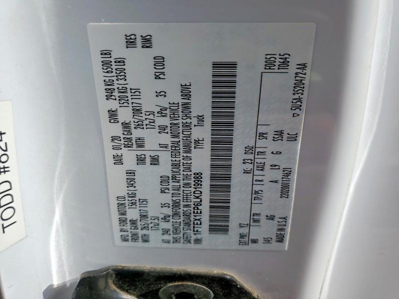 1FTEX1EP6LKD19988 2020 FORD F150 photo no. 12