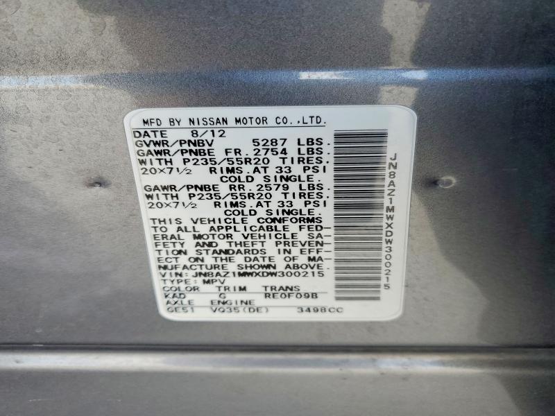JN8AZ1MWXDW300215 2013 NISSAN MURANO photo no. 12