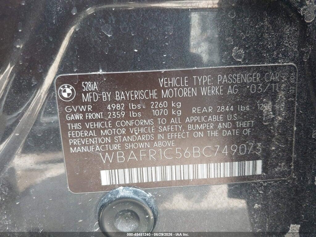 WBAFR1C56BC749073 2011 BMW 528I photo no. 9