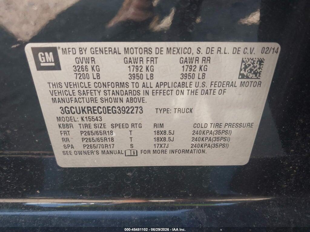 3GCUKREC0EG392273 2014 CHEVROLET SILVERADO 1500 photo no. 9