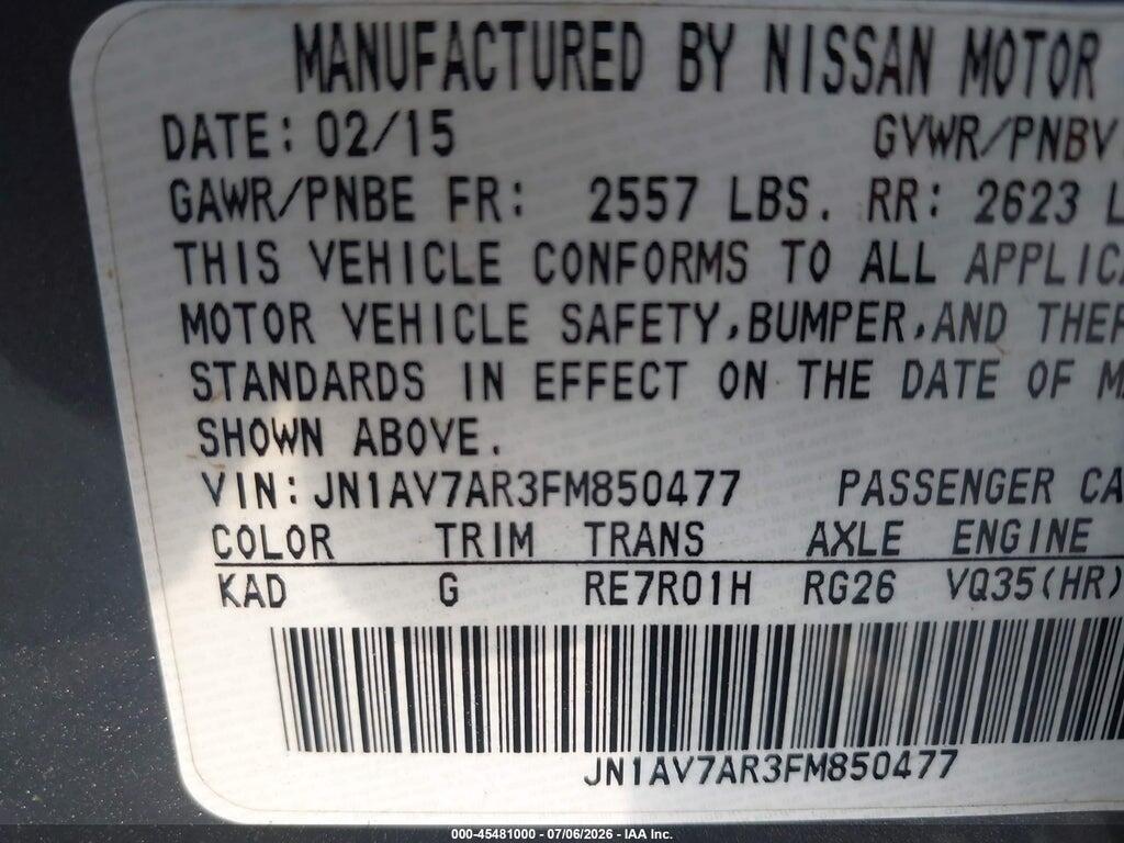 JN1AV7AR3FM850477 2015 INFINITI Q50 HYBRID photo no. 9