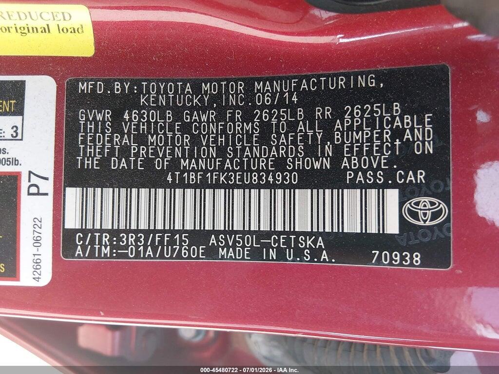 4T1BF1FK3EU834930 2014 TOYOTA CAMRY photo no. 9