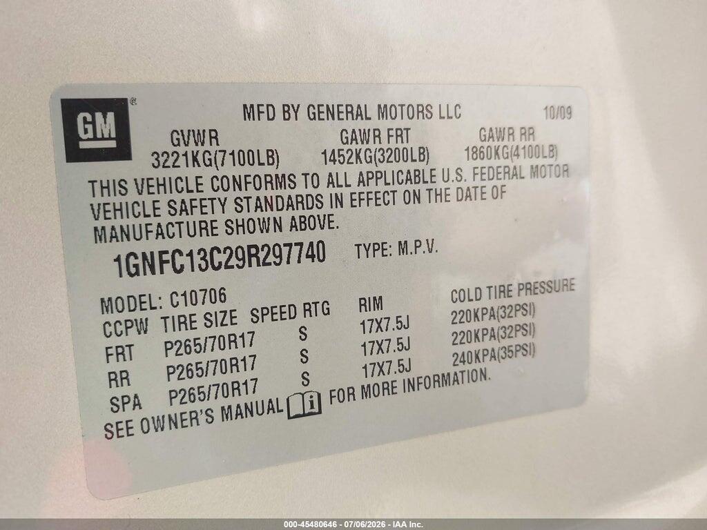 1GNFC13C29R297740 2009 CHEVROLET TAHOE photo no. 9