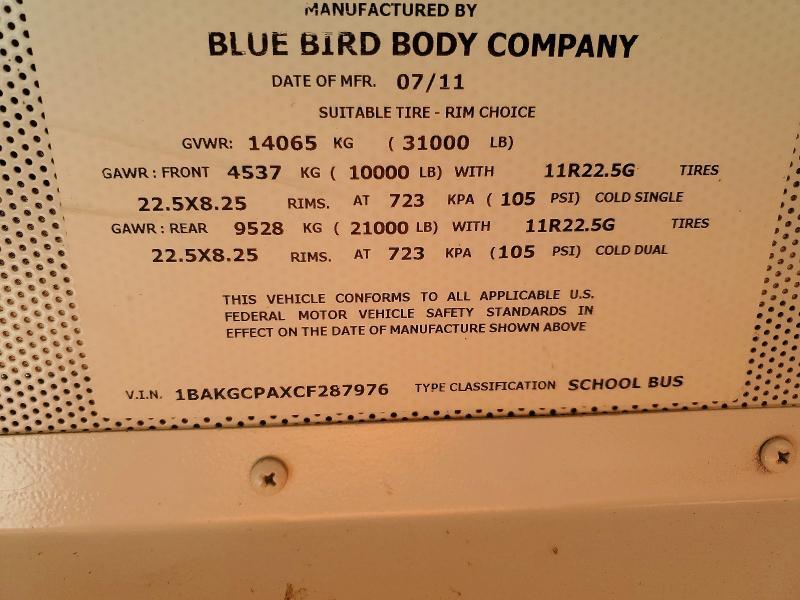 2012 BLUEBIRD VISION - SCHOOL BUS — Фото 10 из 10
