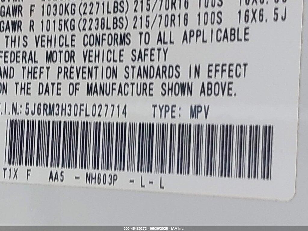 5J6RM3H30FL027714 2015 HONDA CR-V photo no. 9