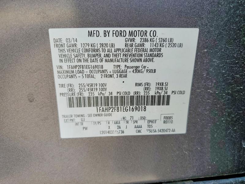 1FAHP2F81EG169018 2014 FORD TAURUS photo no. 12