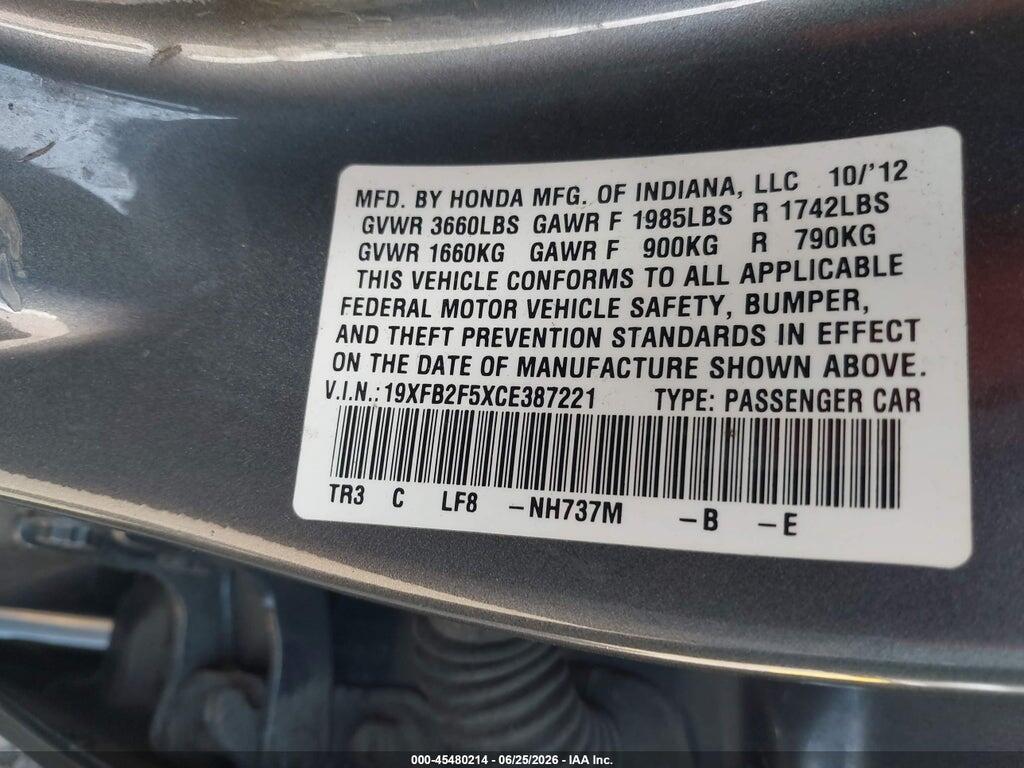 19XFB2F5XCE387221 2012 HONDA CIVIC photo no. 9