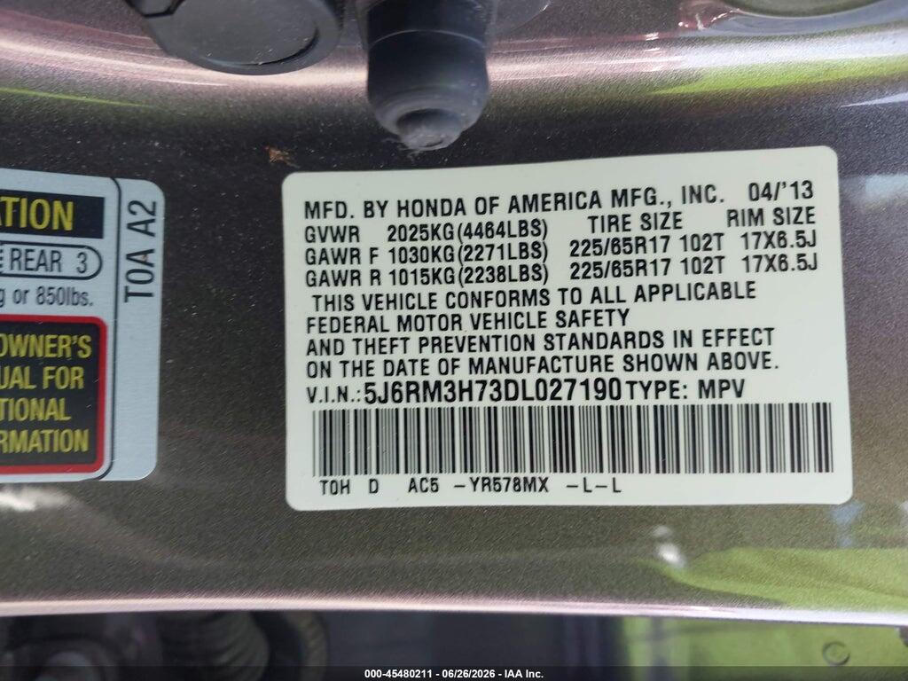 5J6RM3H73DL027190 2013 HONDA CR-V photo no. 9