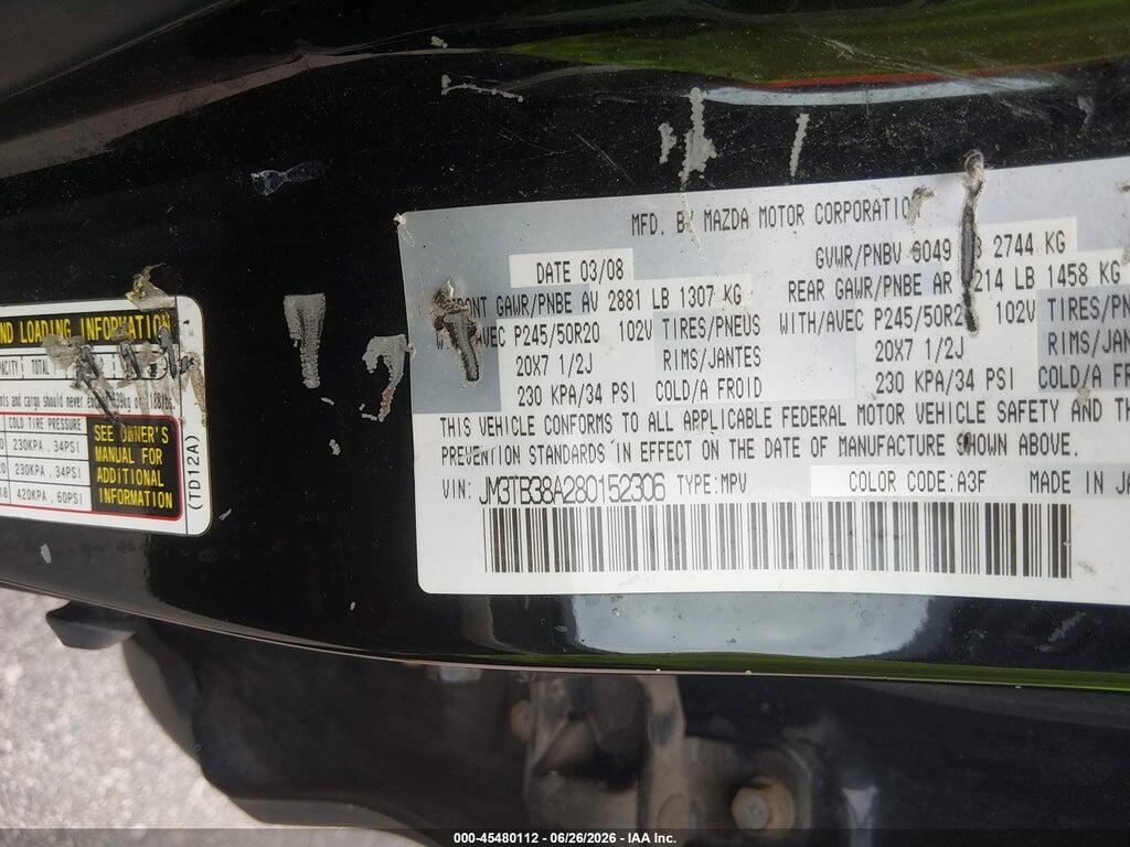 JM3TB38A280152306 2008 MAZDA CX-9 photo no. 9