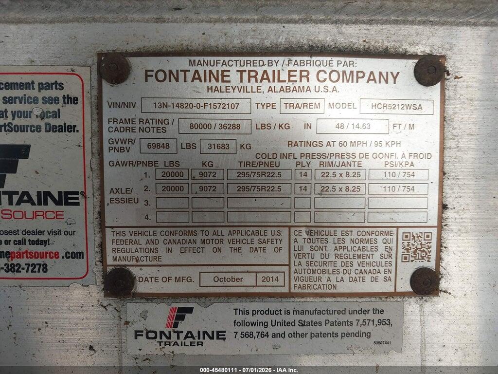 13N148200F1572107 2015 FONTAINE SPECIALIZED INC TRAILER photo no. 9
