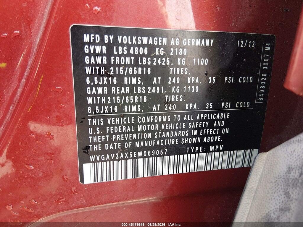 WVGAV3AX5EW069057 2014 VOLKSWAGEN TIGUAN photo no. 9