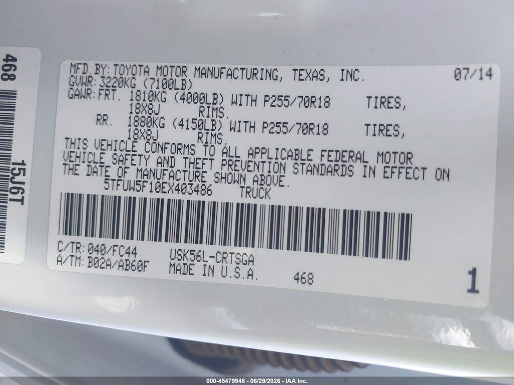 5TFUW5F10EX403486 2014 TOYOTA TUNDRA photo no. 9