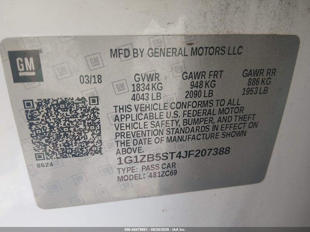 1G1ZB5ST4JF207388 2018 CHEVROLET MALIBU photo no. 9