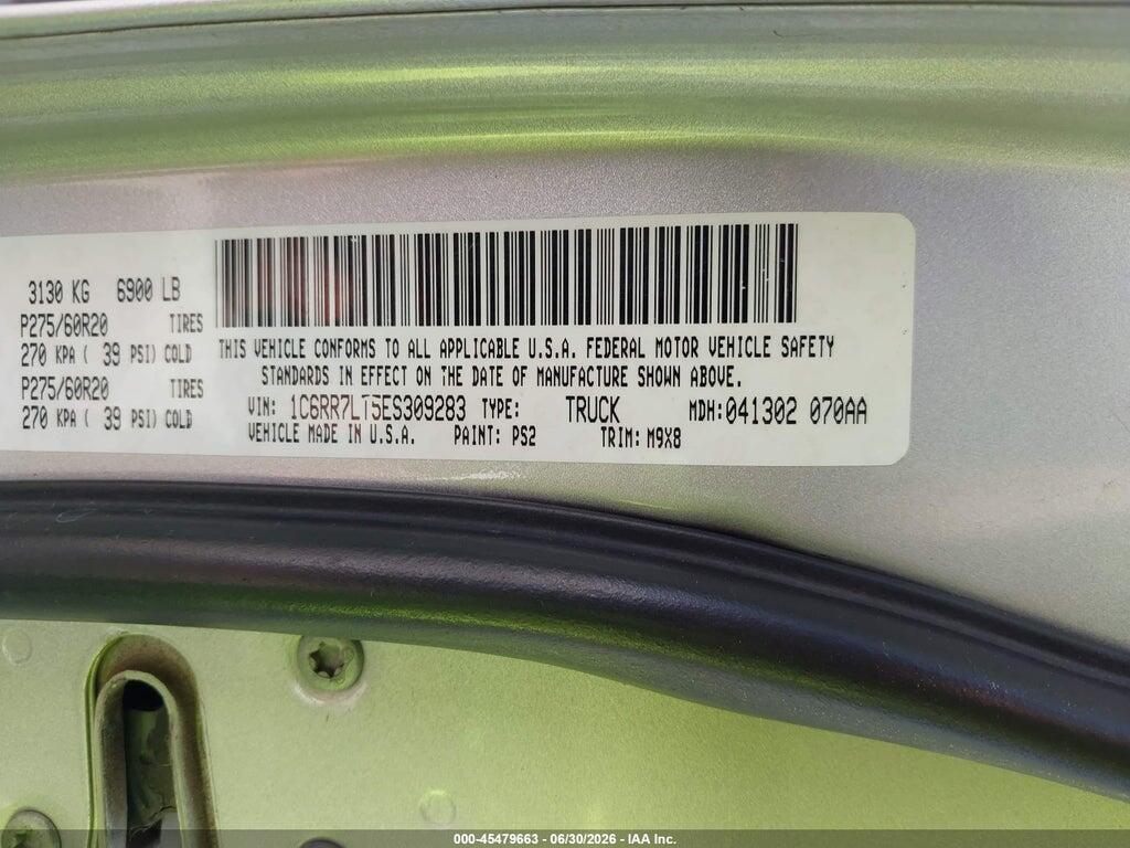1C6RR7LT5ES309283 2014 RAM 1500 photo no. 9