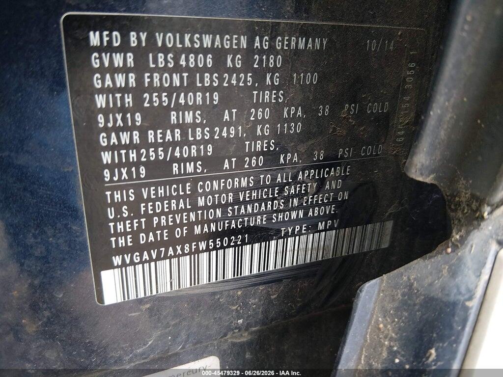 WVGAV7AX8FW550221 2015 VOLKSWAGEN TIGUAN photo no. 9