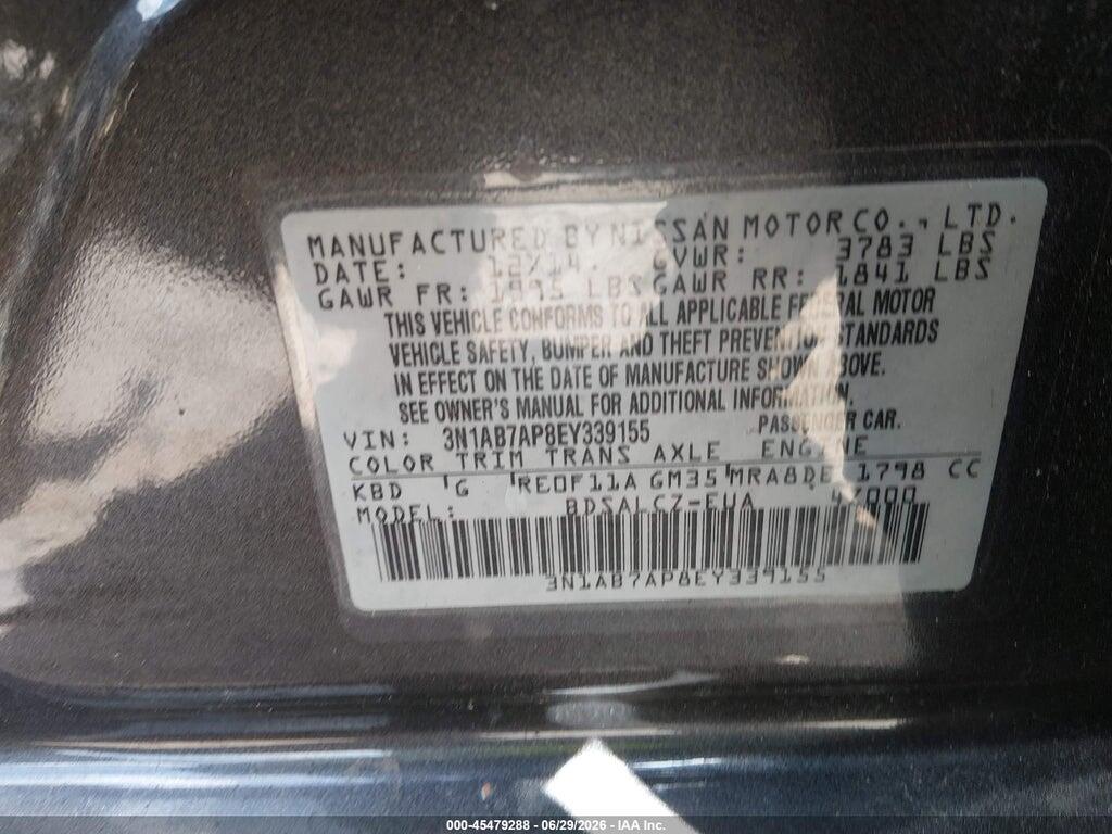 3N1AB7AP8EY339155 2014 NISSAN SENTRA photo no. 9