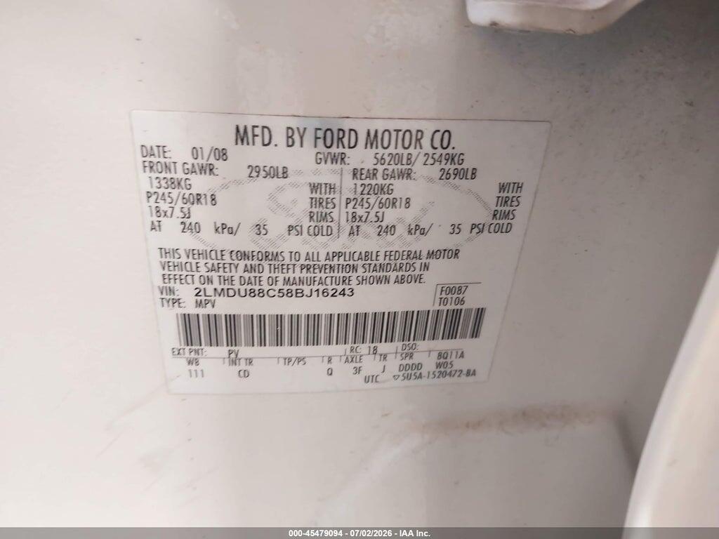2LMDU88C58BJ16243 2008 LINCOLN MKX photo no. 9