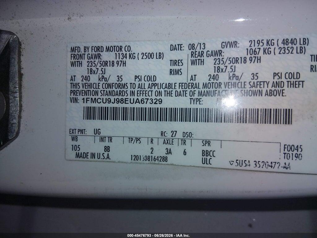 1FMCU9J98EUA67329 2014 FORD ESCAPE photo no. 9