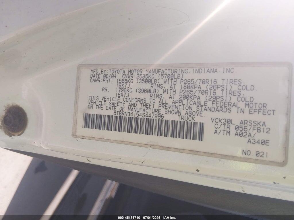 5TBRN34154S447996 2004 TOYOTA TUNDRA photo no. 9