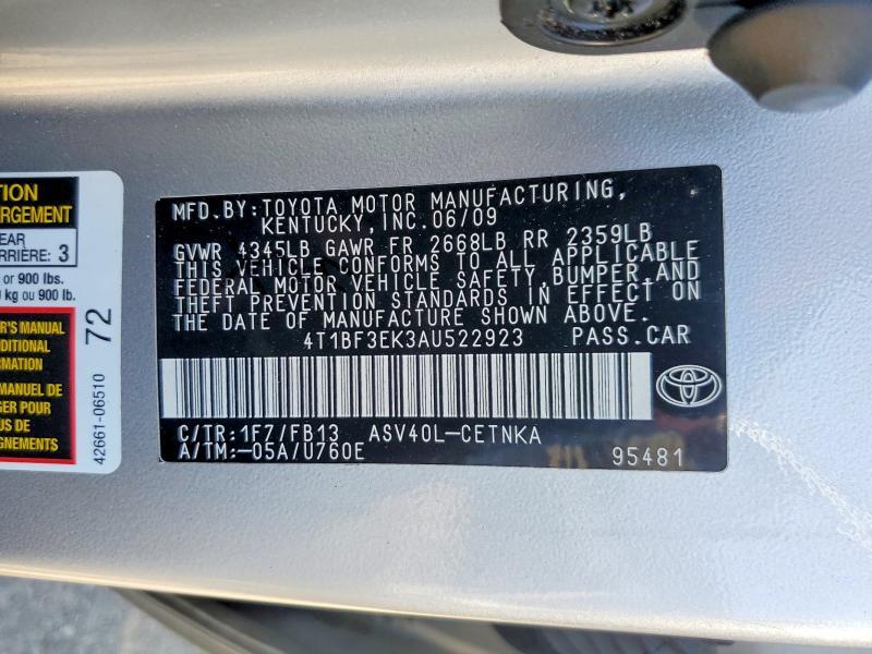 2010 TOYOTA CAMRY LE — Фото 12 из 12