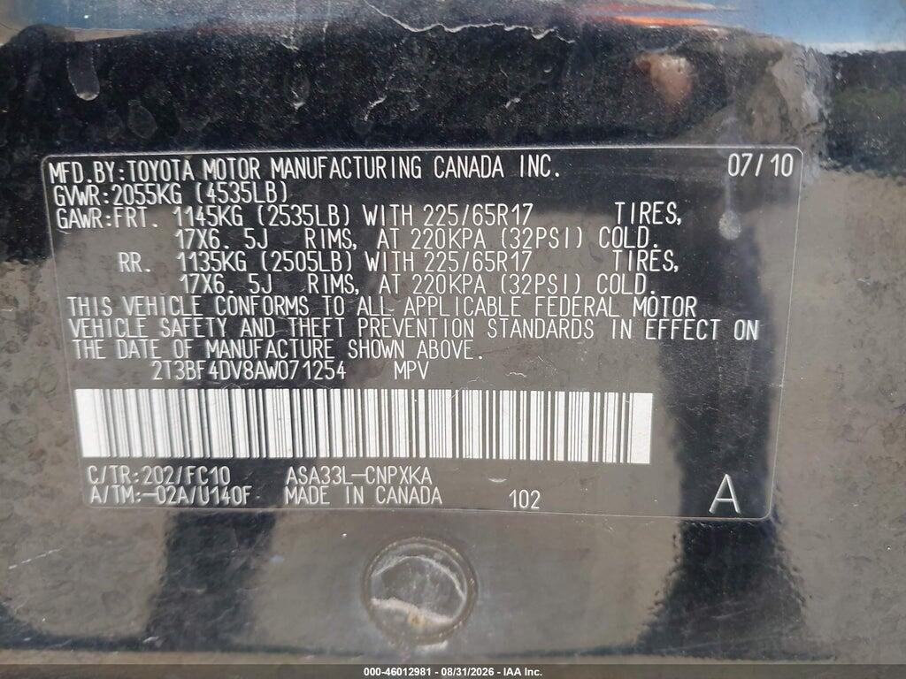 2010 TOYOTA RAV4 — Фото 9 из 16
