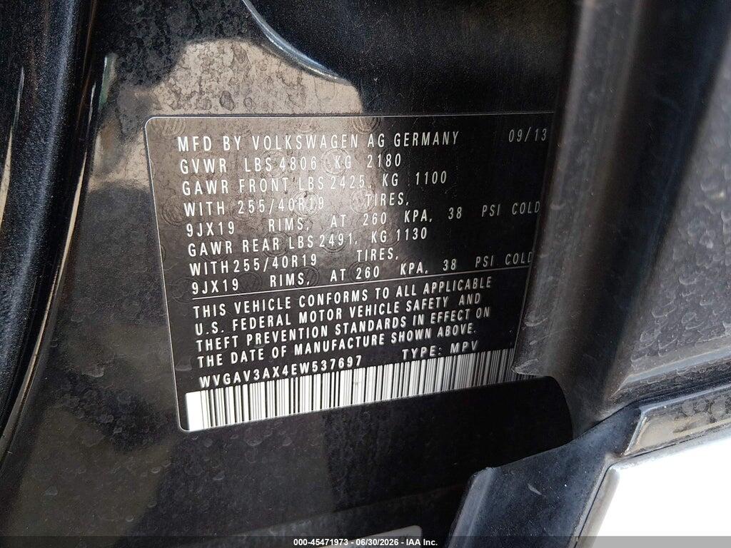 WVGAV3AX4EW537697 2014 VOLKSWAGEN TIGUAN photo no. 9