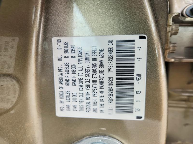 1HGCP26799A102821 2009 HONDA ACCORD photo no. 12