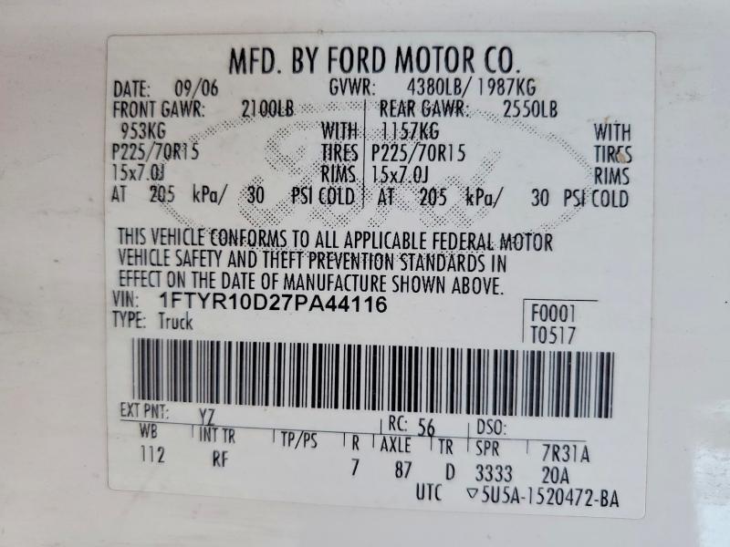 2007 FORD RANGER — Фото 12 из 12