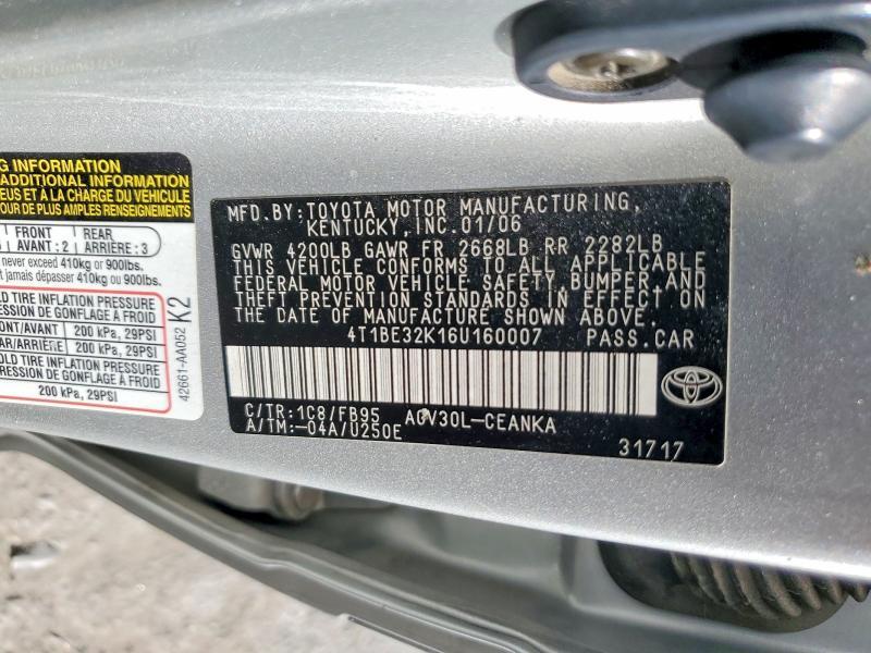 2006 TOYOTA CAMRY LE — Фото 13 из 13
